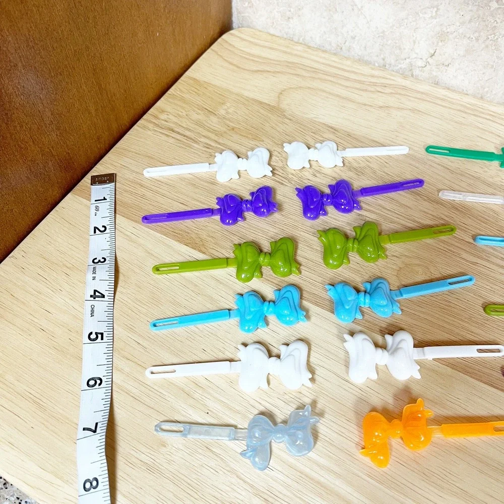 Vintage 80s 90s  Multi-Color Bow Barrettes Plastic Snap Tight Girls Goody Cutie